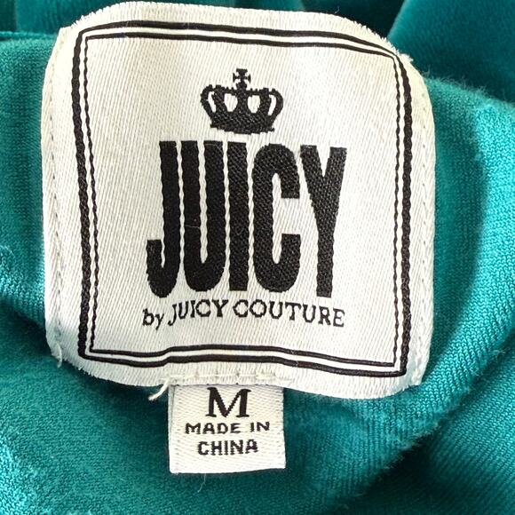 Juicy Couture Peacock Blue Teal Velour Track Hoodie Jacket Y2k McBling Trashy M - Picture 7 of 10
